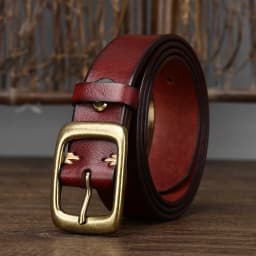 3.3Cm Width Copper Buckle Men's Cowskin Leather Belt Leather Retro Handmade Belt Male Luxury Belt For Jeans Wide Belt Men's Gift
