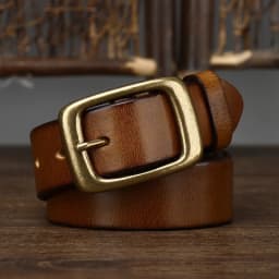 3.3Cm Width Copper Buckle Men's Cowskin Leather Belt Leather Retro Handmade Belt Male Luxury Belt For Jeans Wide Belt Men's Gift