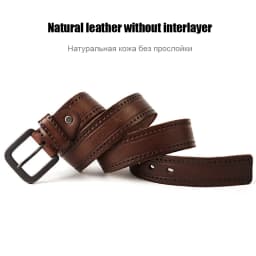 MEDYLA Natural Leather Belt Men's Hard Metal Matte Buckle Men's Original Leather Belt 105-150cm Jeans Belt Screw Accessories