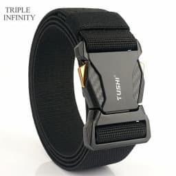 Luxury Metal Quick Release Pluggable Buckle Elastic Belt For Men Durable Tactical Belts Cowboy Outdoor Stretch Army Belt Hunting