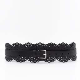 Cut Out Carved Leather Waist Closure Pin Buckle Leather Wide Belt Dress Waist Geometric Decoration Silver Buckle Wide Belt