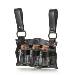 Medieval belt, glass magic bottle with bottle cover, copper coin waist bag set, Halloween costume belt prop