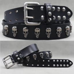 Designer Brand Belt Men Rivet Real Leather Pin Belt Male Black Rock Genuine Leather Cowhide Luxury Punk Belt Jeans