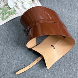Fashion style corset waist seal women's leather wide waistband dress decorated with cowhide ruffle edge wide waist seal