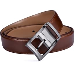 1Pcs Men's Reversible Classic Dress Belt Leather Rotating Buckle Two In One