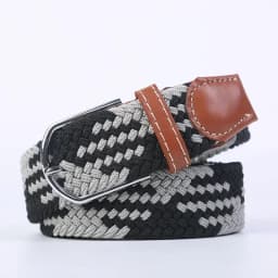 107/120/130cm Unisex Elastic Fabric Woven Casual Belt Pin Buckle Expandable Braided Stretch Canvas Leisure Belts for Men Women