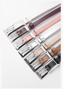 1.4x106cm Trendy PU Leather Belt Silver Metal Buckle Casual Pin Buckle Waistband Rectangular Waist Strap Women