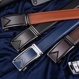 Plyesxale Men Belt 2026 Cowhide Genuine Leather Belts For Men Luxury Automatic Buckle Belts Brown Black Cinturones Hombre B55
