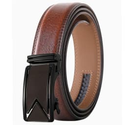 Plyesxale Men Belt 2026 Cowhide Genuine Leather Belts For Men Luxury Automatic Buckle Belts Brown Black Cinturones Hombre B55