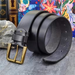 Retro 4.3CM Pin Belt Buckle Luxury Thick Belts Men Leather Vintage Yellow Belt Men Wide Jeans Ceinture Black Waist Belt MBT0019