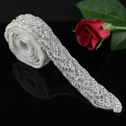JLZXSY 1 Yard Crystal Rhinestone Trim, Applique, Bridal Applique, DIY Wedding Iron on Hot Fix Crystal Applique