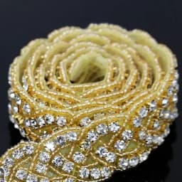 JLZXSY 1 Yard Crystal Rhinestone Trim, Applique, Bridal Applique, DIY Wedding Iron on Hot Fix Crystal Applique