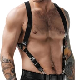 Men's seat belt set, adjustable artificial Faux Leather buckle shoulder armor seat belt, steampunk belt, wedding punk harness