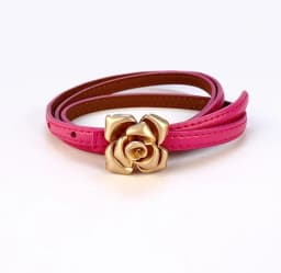 1.0cm New Unique Rose Genuine Leather Gold Belt Women Fashion Cowskin Flower Thin Belts Female Jeans Dress Waistband