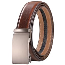 Plyesxale Brown Leather Belt Men 2026 Automatic Buckle Mens Belt For Jeans Vintage Style Mens Belts Luxury Ceinture Homme B9