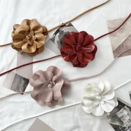 Boho Flower Waist Belt for Women Girls Floral Faux Leather Rope Waist Band Wedding Dress Thin Waistband Fashion Clothes Decor