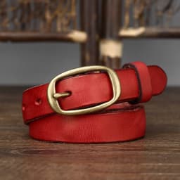 2.3cm Retro Narrow Real Thick Genuine Leather Women Belt Copper Button Western Cowboy Style Jeans Belt Female Fashion Luxury