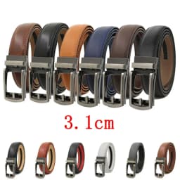 Leather Men's Women's 3.1cm Click Belt with High Quality Alloy Automatic Buckle Unisex Classic Business Belts for Jeans