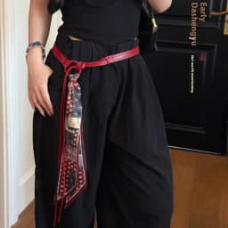 Y2k Punk Girls Scarf Waist Belt Retro Pu Leather Women's Belt Bohemian Style Silk Scarf Waist Rope Trendy Jeans Dress Decorative