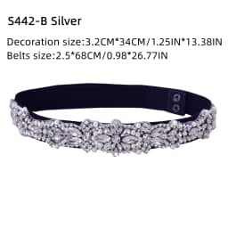 TOPQUEEN Women Dresses Elastic Belt Fashion Sparkly Rhinestone Stretch Waistband Travel Party Decoration Plus Size Customized