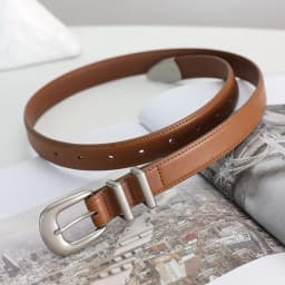 Maikun New Vintage Ladies Leather Belt Simple All-Match Silver Buckle Decorative Belt For Women