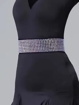 Afashion Women's Latin Dance Skirt Belt Dress Modern Dance Accessory with Diamond Modern Dance Waist Seal Dance Jewelry