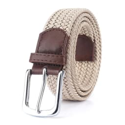 VATLTY Fashion Woven Elastic Belt for Women Men Solid Alloy Silver Buckle Stretch Strap Female Jeans Brown Belt Girdles Male