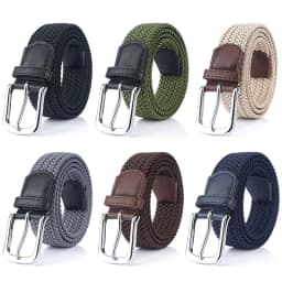 VATLTY Fashion Woven Elastic Belt for Women Men Solid Alloy Silver Buckle Stretch Strap Female Jeans Brown Belt Girdles Male