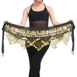 Velvet Women Belt Belly Dance Waist Wrap Skirt Chain Golden Coin Tassel Women Belly Dance Hip Skirt Waist Wrap Scarf