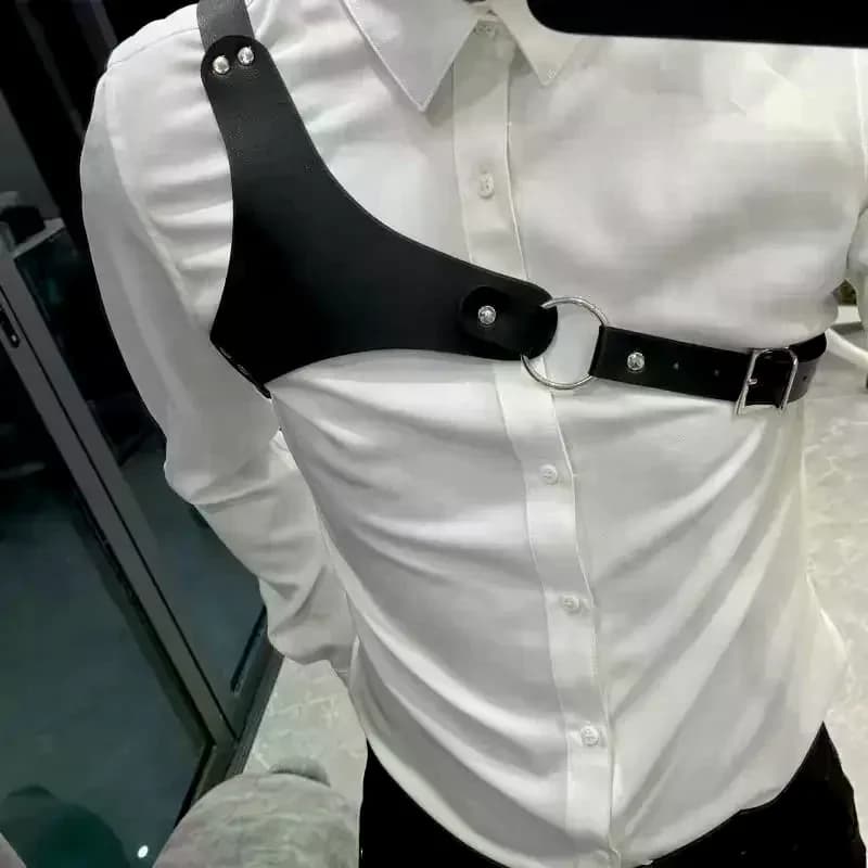 Fashion Men Leather Chest Harness Belt Lingerie Adjustable Leather Body Bondage Strap Punk Club Costume Clothing Accessories