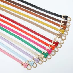 1x110cm Women Thin Belts PU Leather Simple Metal Buckle Belt Girls Dress Jean Pants Waistband Belt