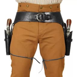 Retro Western Cowboy Gun Holster Belt Faux Leather Dual Pistol Holster Rig Steampunk Pirate Waist Belt For Halloween Party