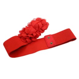 Fashion Belt For Women's Double Rose Flowers Elastic Stretch Waist Belt Wide Stretch Waistband