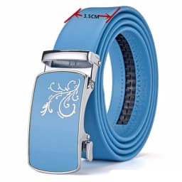 Men and Women Sky-blue Automatic Buckle Belt 2026 New Fashion Male Business Leisure Belt Bandwidth 3CM & 3.5CM