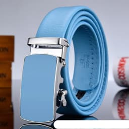 Men and Women Sky-blue Automatic Buckle Belt 2026 New Fashion Male Business Leisure Belt Bandwidth 3CM & 3.5CM