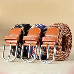 3.3x107cm Solid Color Elastic Braided Belt Casual Men's Women's Belt Stretch Canvas Pin Buckle Waistband