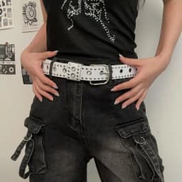 〔Funny〕Women's Rivet Belt Fashion Casual Punk Style Pu Leather Waistband Personalized Waistband Decoration Accessory