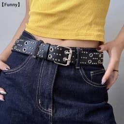 〔Funny〕Women's Rivet Belt Fashion Casual Punk Style Pu Leather Waistband Personalized Waistband Decoration Accessory