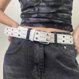 〔Funny〕Women's Rivet Belt Fashion Casual Punk Style Pu Leather Waistband Personalized Waistband Decoration Accessory