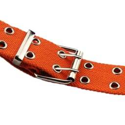 Women Studded Grommet Hole 2 Row Pin Buckle Canvas Nylon Belt Waistband