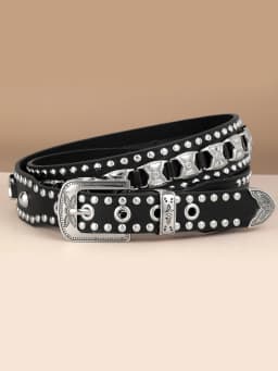 Maikun New Men's European And American Punk Belt Fashion Women's Rivet Wide Waist Cross Border Jeans Belt Unisex