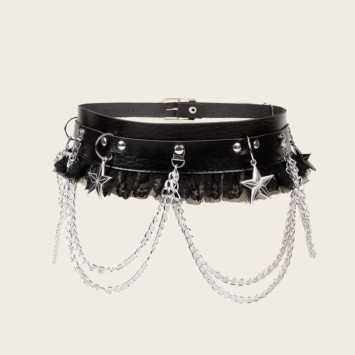 Fashion Harajuku Dark Girl Punk Gothic Style Single-breasted Buttonhole Belt Decoration Jk Waist Chain Strap Women Dress Belt