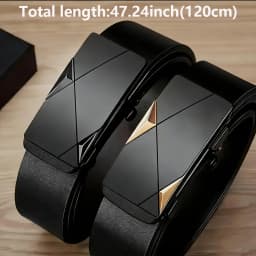 Men's Belt Black Automatic Buckle PU Belt Fashion Brand Luxury PU Leather Belt Business Casual Belt Trend Stylish Waist Belt Man