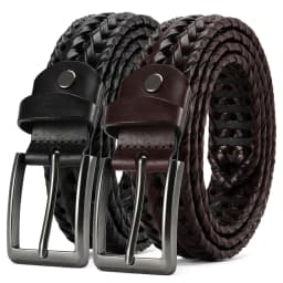 CHAOREN Leather Braided Belts for Mens Casual Woven Leather Belt for Dress Pants