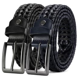 CHAOREN Leather Braided Belts for Mens Casual Woven Leather Belt for Dress Pants