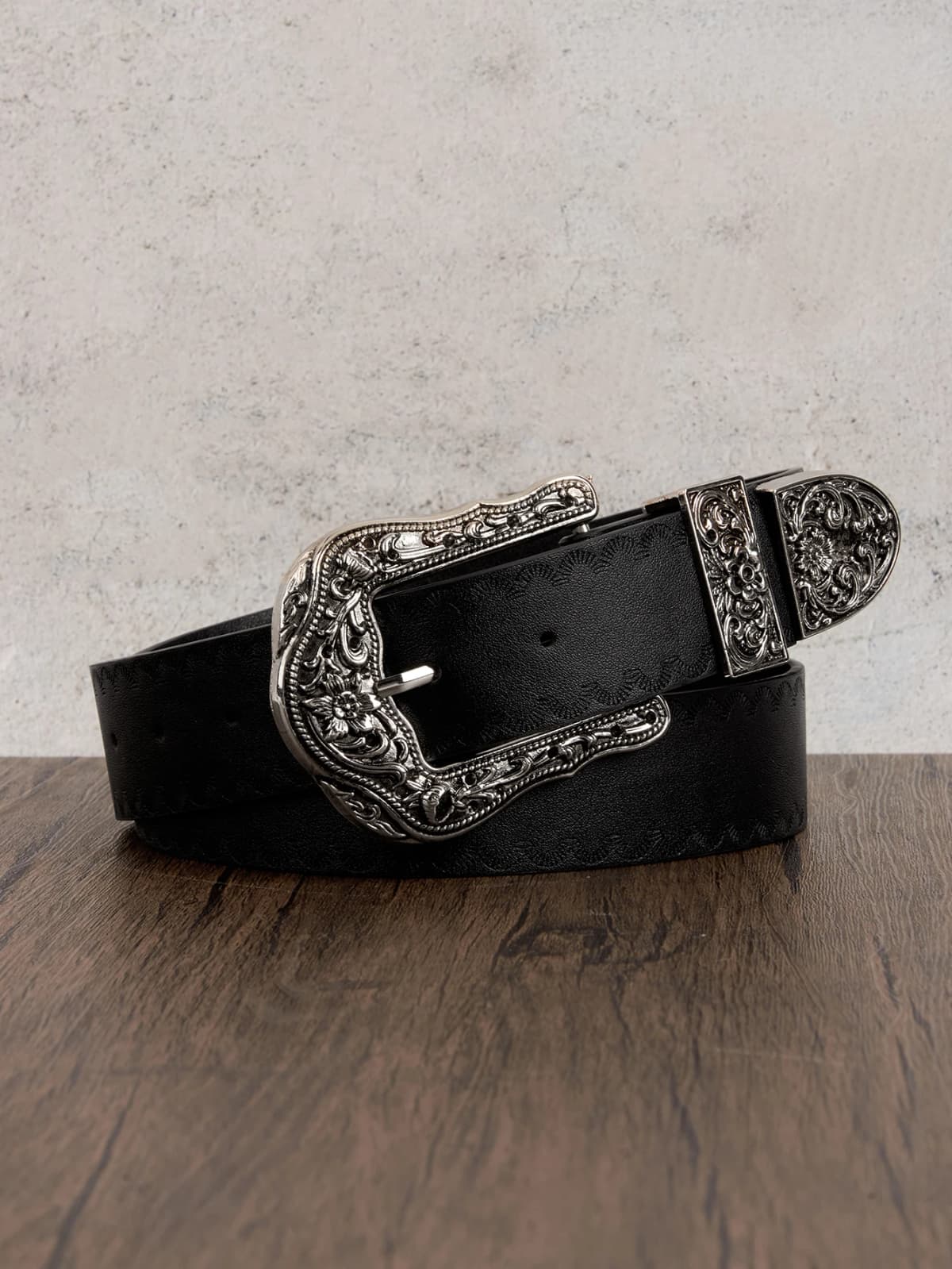 1pc Men's Western Style Distressed Textured Leather Belt, Versatile For Summer Jeans Accessory