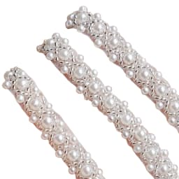 JLZXSY Pearl Beaded Lace Trim Mesh Lace Fabric Clothes Decoration Wedding Dress Collar Sleeve Lace Sew on Applique DIY Crafts