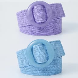 Beltox Women Straw Woven Elastic Wide Belt Solid Color with Matching Plastic Buckle