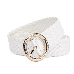 New Fashion Women Braided Bright Colors Belts Circular Gold Buckle Ladies Waist Ornament No Holes All Matching