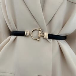 Women PU Leather Belt Skinny Thin Adjustable Waistband For Ladies Gold Round Buckle Waist Belt Dress Coat Accessories
